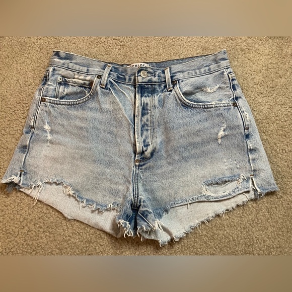 AGOLDE Jaden High Rise Denim Cutoff Shorts Medium Wash Size 29 - Picture 6 of 10